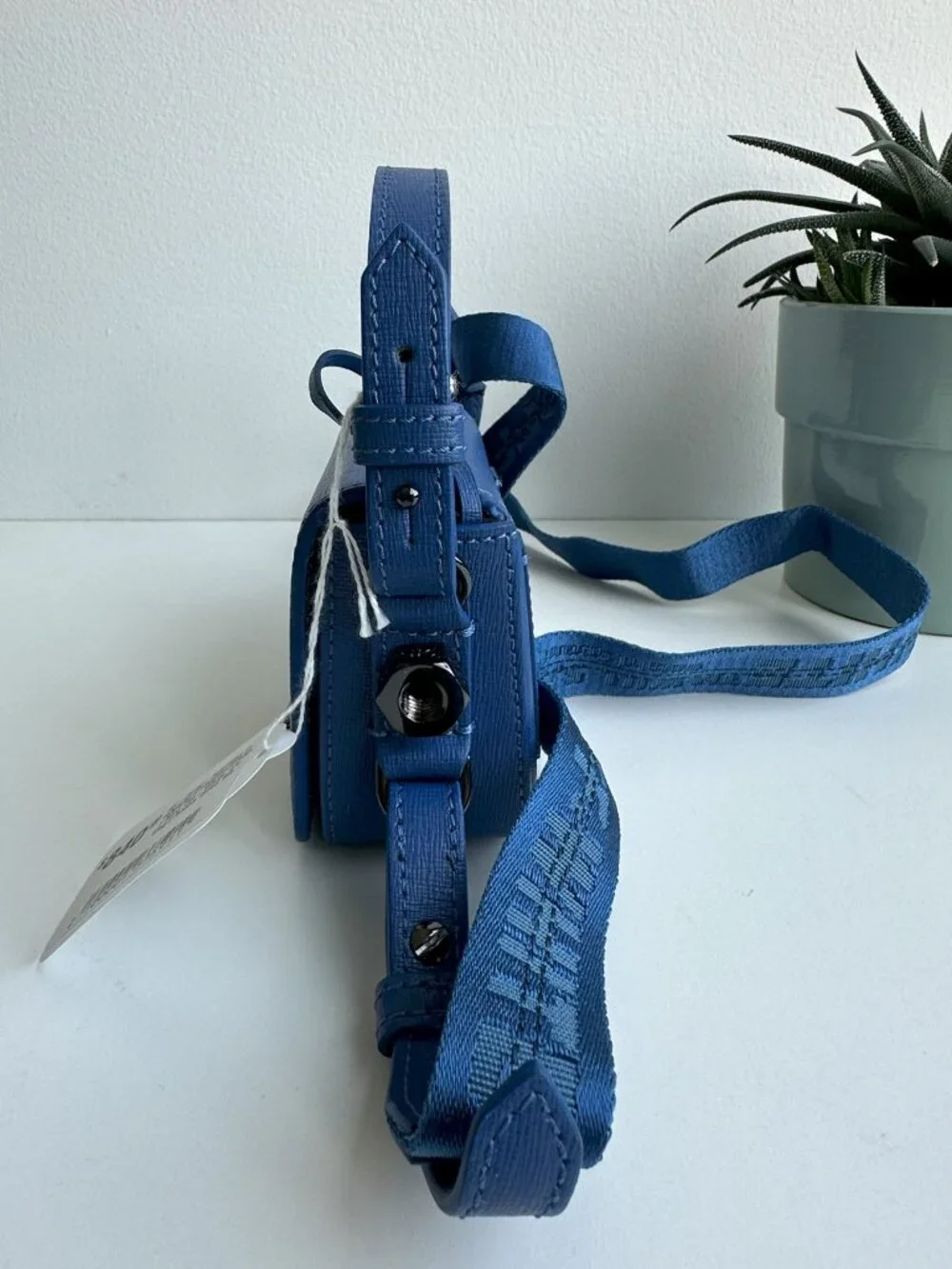Off-White - Woman's Blue Baby Diagonal Flap Bag - Blue / White